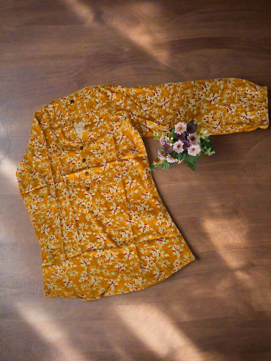 Mustard yellow Floral Printed Top