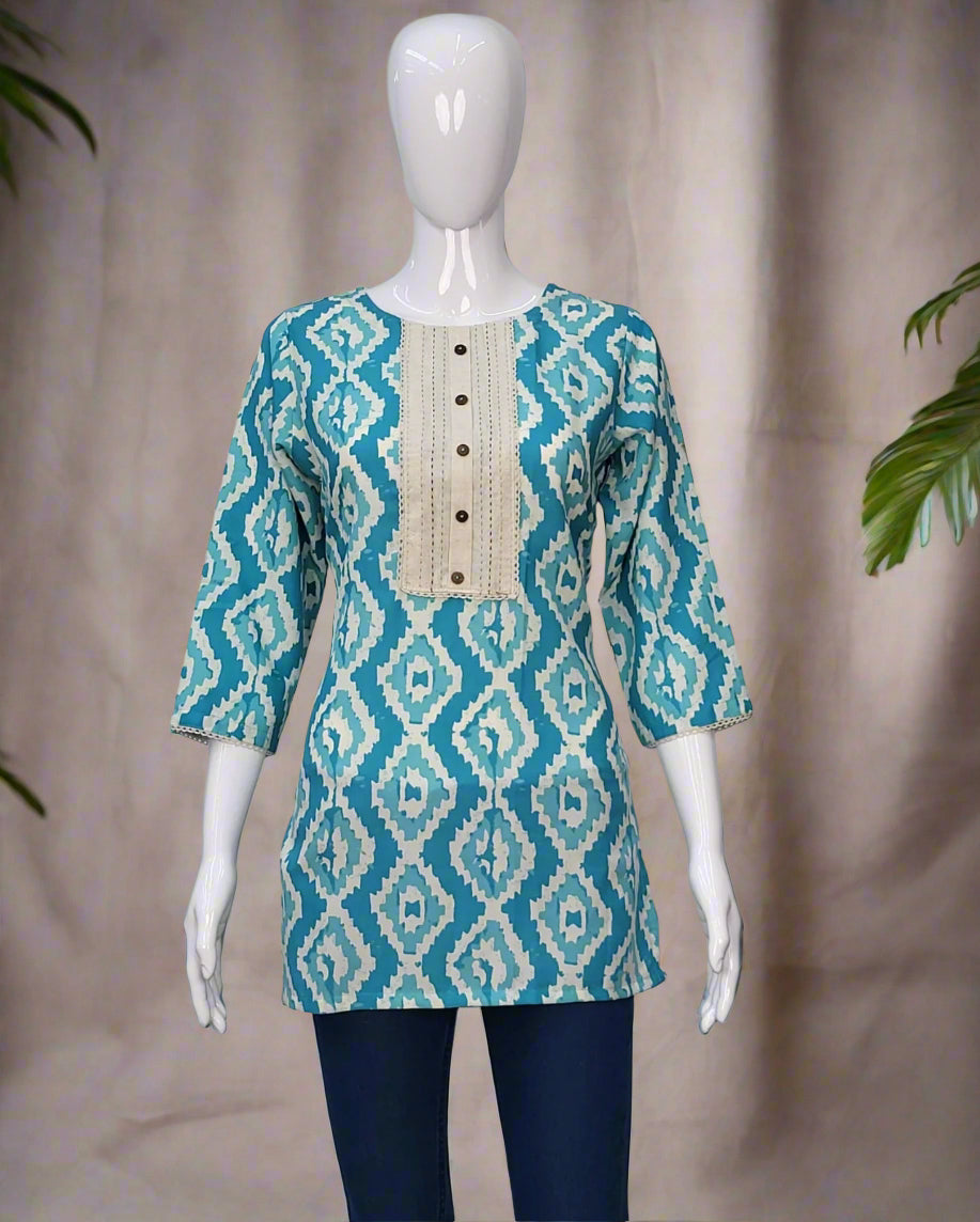 Ikat Printed Short Kurti