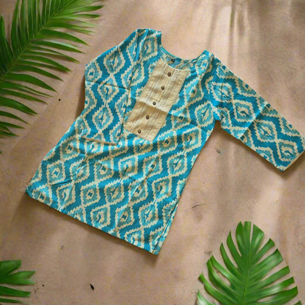 Ikat Printed Cotton Kurti