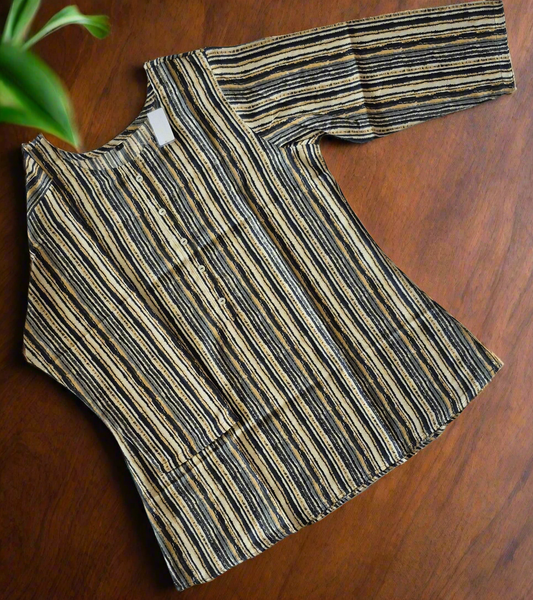 Handloom-Inspired Striped Short Kurti