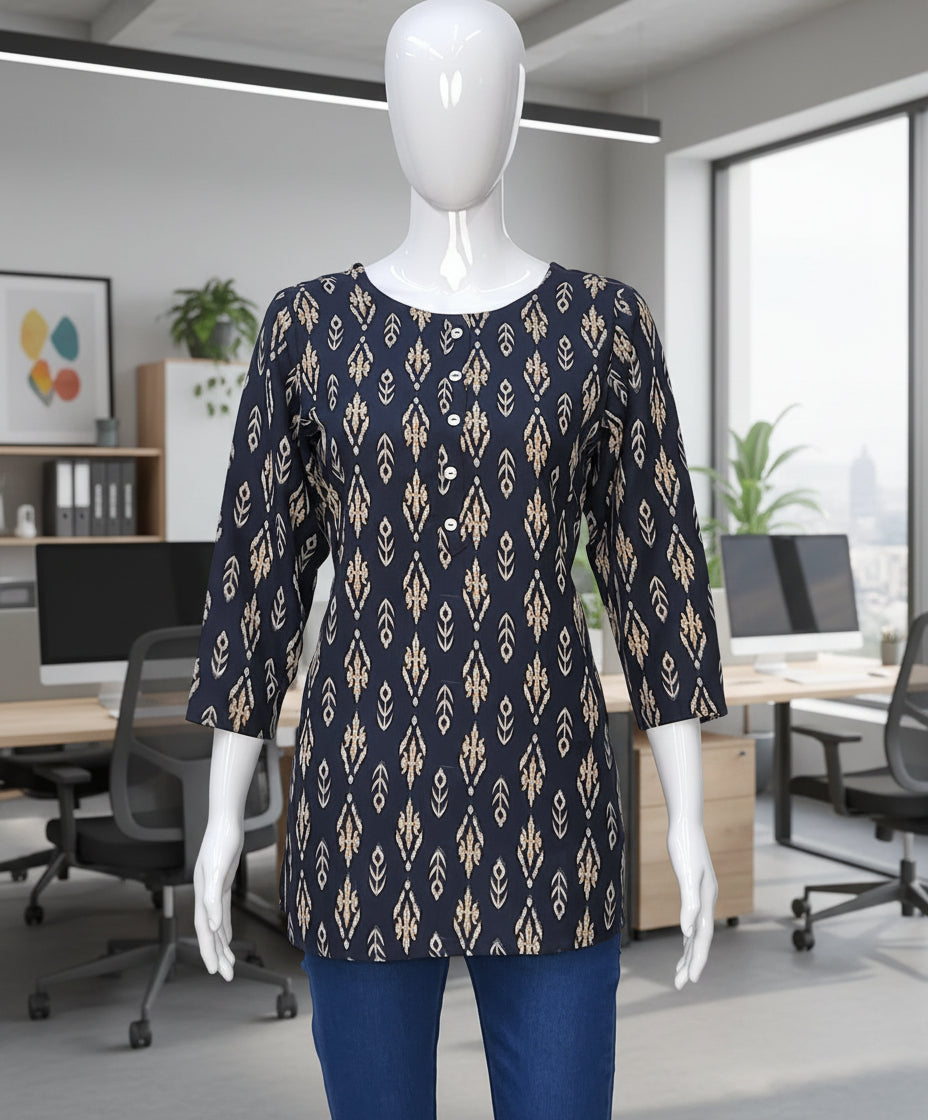 Printed Rayon Short Kurti