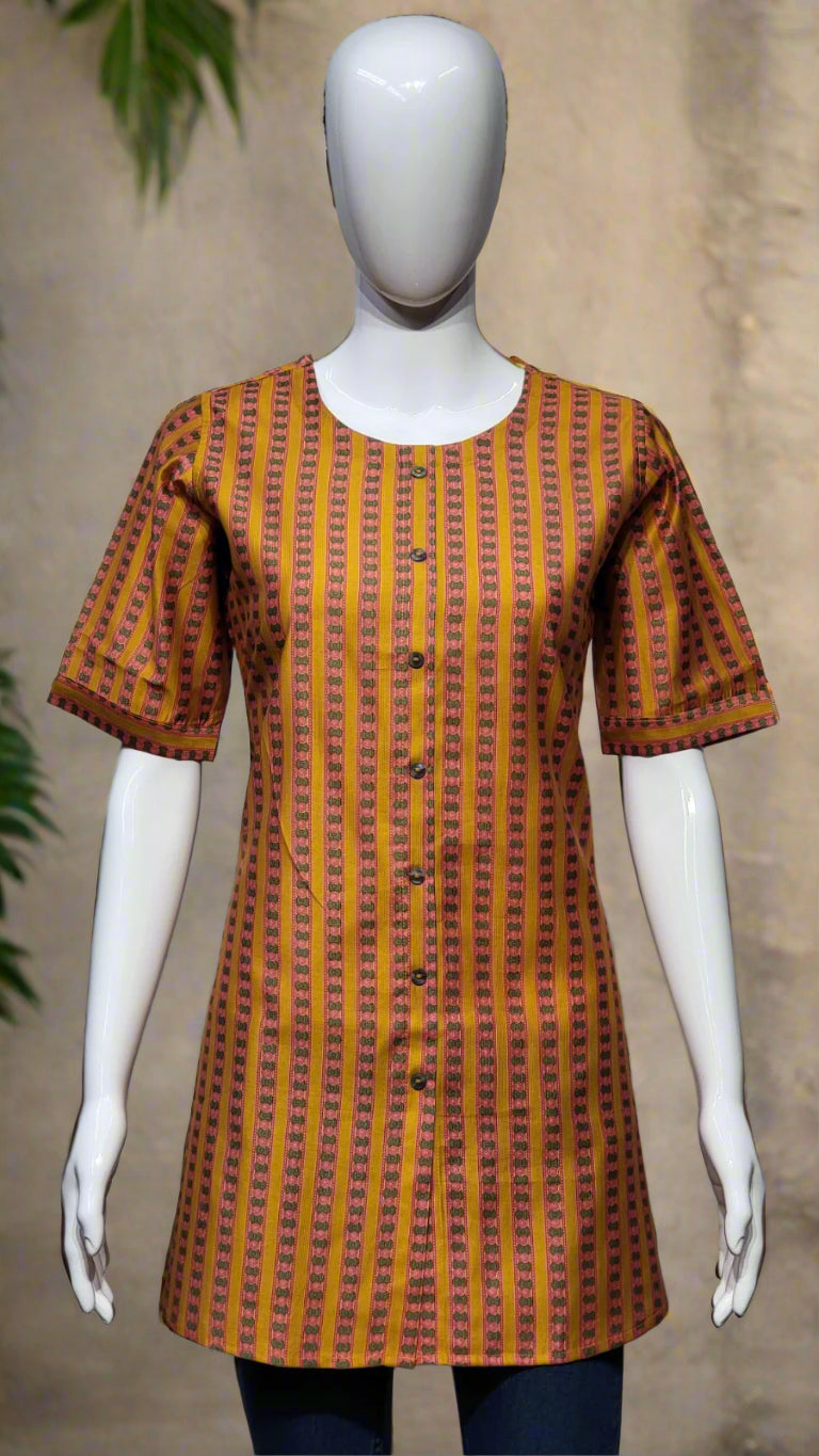 Striped Silk Short Kurti