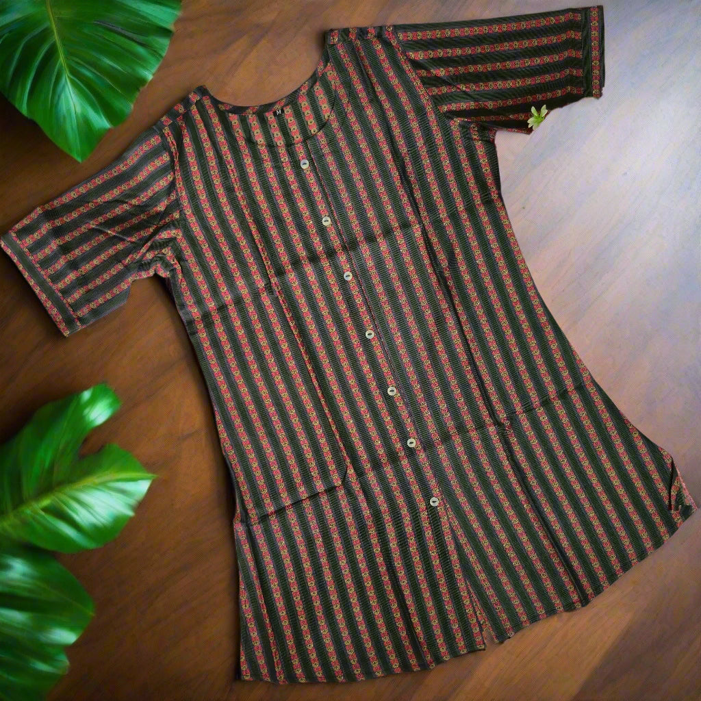 Striped Silk Short Kurti