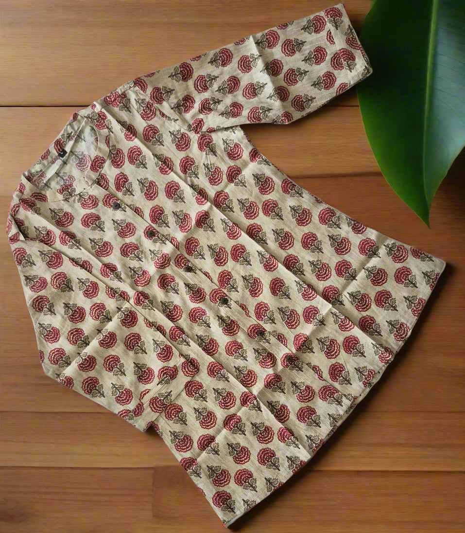 Pure Bamboo Silk Printed Short Kurti