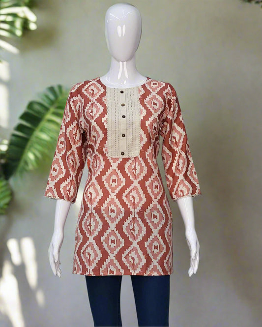 Ikat Printed Short Kurti