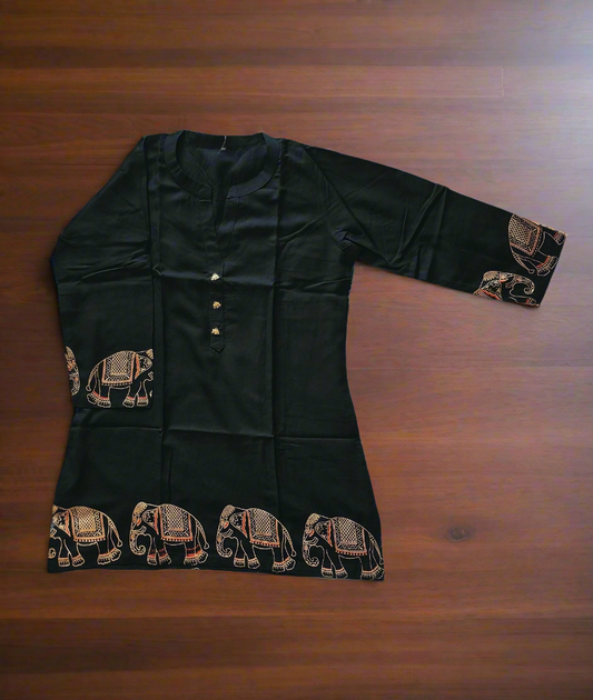 Gold Printed Cotton Kurti
