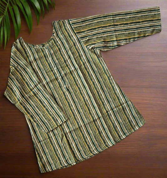 Handloom-Inspired Striped Short Kurti