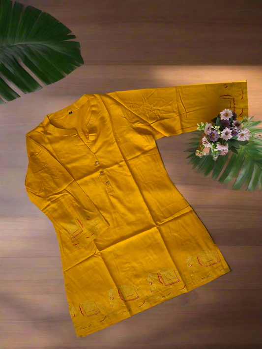 Gold Printed Cotton Kurti