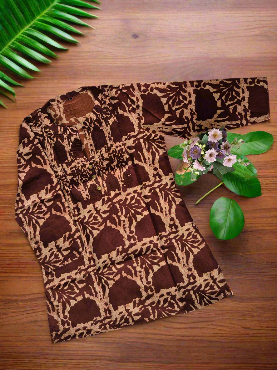 Handblock-Style Cotton Top