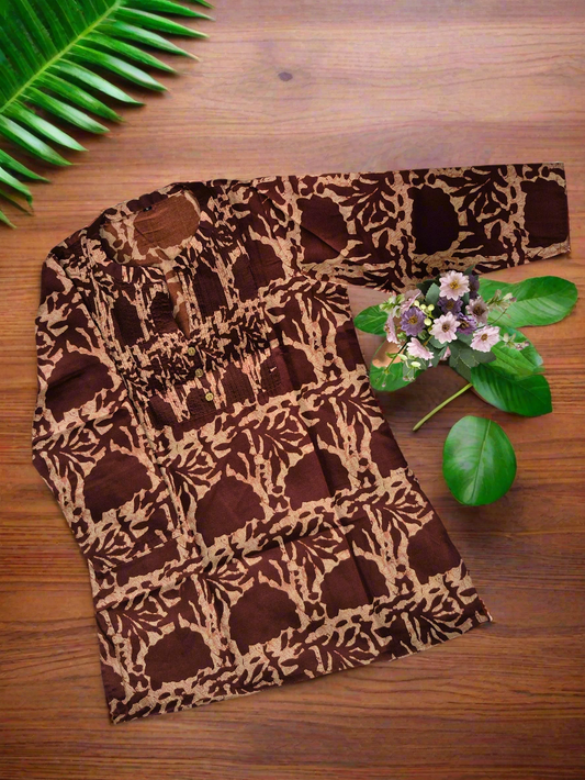 Handblock-Style Cotton Top
